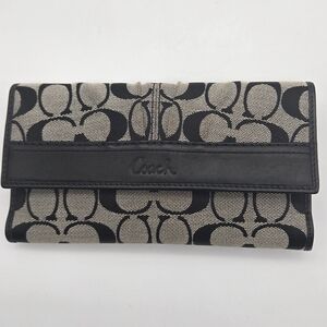 Coach Signature Tri-fold Wallet With Matching Checkbook Insert